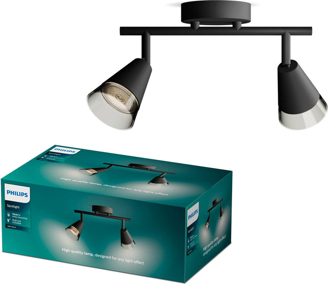 Philips cleft spot - plafondspot met twee lichtpunten - met gerookt glas - gu10 led fitting