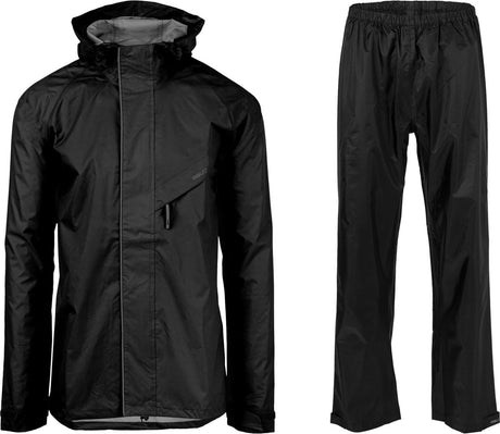 Agu passat - regenpak - fietsregenpak - regenjas en regenbroek - unisex - zwart - xl - waterdicht en winddicht - reflecterend - verstelbare capuchon - ventilatie op rug