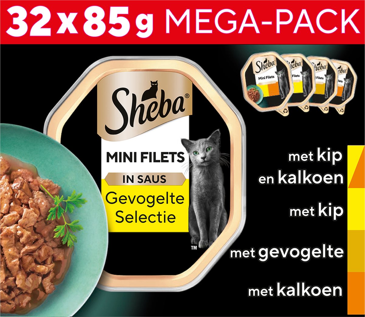 Karma dla kota Sheba - mini filety - drób w sosie - mega opakowanie 32x85g