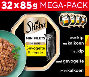 Karma dla kota Sheba - mini filety - drób w sosie - mega opakowanie 32x85g