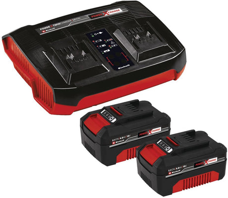 Zestaw startowy Einhell 18 v 4,0 ah power x-change - 2x akumulator 4,0 ah i ładowarka duo - uniwersalny do wszystkich maszyn power x-change