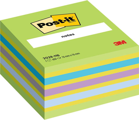 Karteczki Post-it ®, kostka, neonowo-niebiesko-zielona, 76 x 76 mm, kostka 450 listków