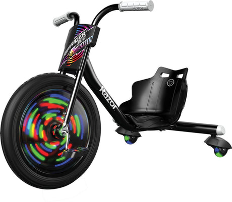 Pokaz świetlny Razor Ririder 360 - gokart - czarny - obrót 360° - oświetlenie LED - dla dzieci - do 73 kg - od 5 lat