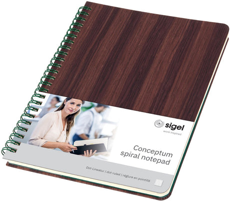 Notatnik Sigel a5 - conceptum - struktura drewna - w linie kropkowane - oprawiony spiralnie - si-co675