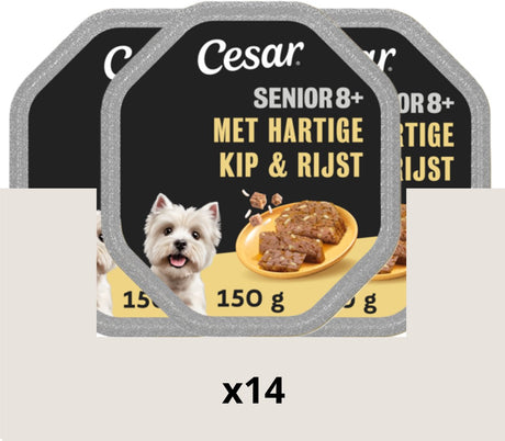 Karma dla psa Cesar - senior 10+ - kurczak i ryż w galarecie - 14x150g