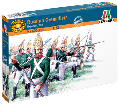 Zestaw modeli pojazdów wojskowych Italeri - 6006 rosyjskich grenadierów - Wojny napoleońskie - 50 figurek plastikowych - 1:72 - modelarstwo