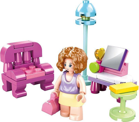 Zabawki konstrukcyjne do salonu dla dziewcząt Sluban Dream dla dzieci od 6 lat - zabawki konstrukcyjne do budowania modeli do salonu - pudełko konstrukcyjne z 56 klockami i 1 minifigurką - m38-b0800c