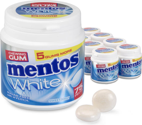 Guma Mentos biała słodka mięta - guma do żucia - bez cukru - 8x75 sztuk