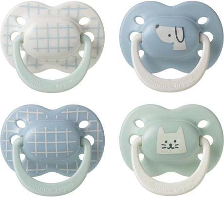 Smoczek Tommee Tippee Ultimate Fit - 0-6 miesięcy - 4 sztuki - ortodontyczny symetryczny smoczek dla niemowląt - 100% silikonu bez BPA - niebieski deco
