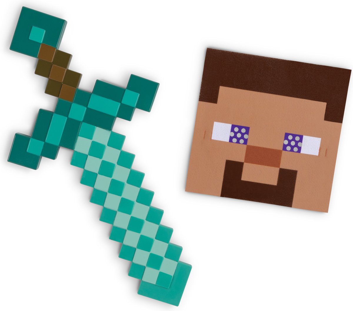 Przebranie Minecraft (mojang), zestaw masek z mieczem Minecraft, jeden rozmiar dziecięcy