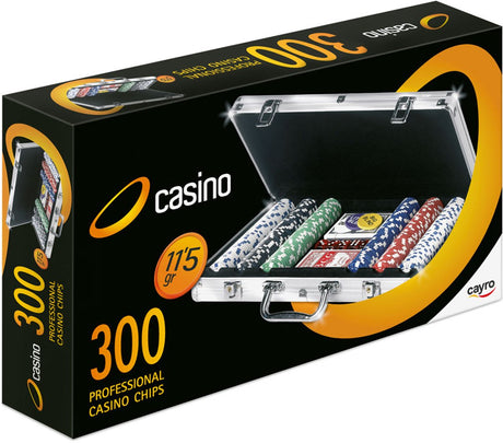 Cayro pokerkoffer met 300 chips van 11,5 gram - aluminium koffer met 2 kaartspellen en 5 dobbelstenen - inclusief dealer en blind chips - vanaf 14 jaar - collection
