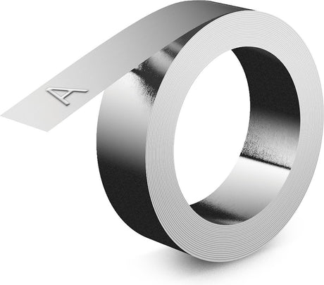 Etykiety przemysłowe Dymo tłoczone | 12 mm x 4,8 m | aluminium nieprzylepne | etykiety do przemysłowej drukarki embossingowej rhino m1011