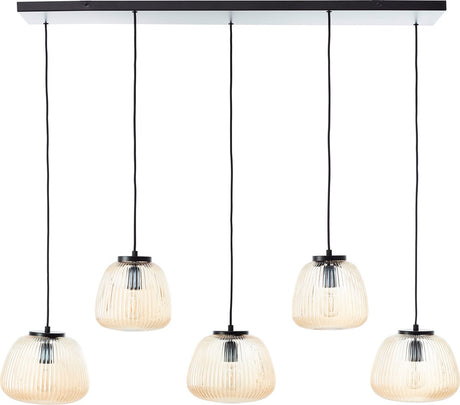 Brilliant kaizen - lampa wisząca - 5-punktowa - e27 max 5x25w - szkło - bursztyn - czarny
