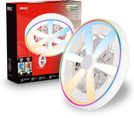 Briloner air - wentylator sufitowy z oświetleniem RGB - wentylator sufitowy z możliwością ściemniania - lampa wentylatora 5 prędkości - tryb letni i zimowy - RGB CCT - ø48cm - biały