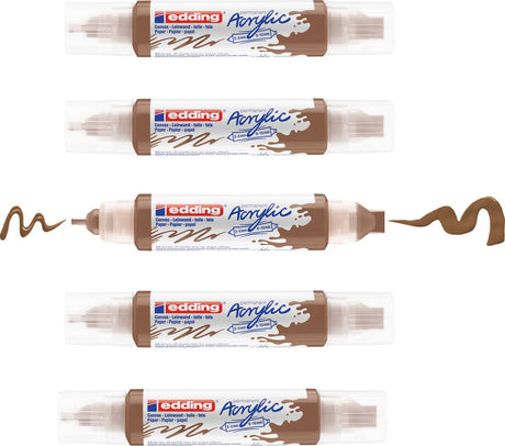 Edding 5400 akryl 3d double liner orzech laskowy – 5 tub akrylowych – podwójny punkt 2-3 mm 5-10 mm – wysokiej jakości wodna farba akrylowa do płótna, papieru drzewnego