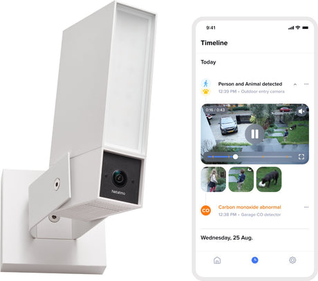 Oryginalna kamera bezpieczeństwa Netatmo - inteligentna kamera zewnętrzna z syreną - 2k+ HDR, wykrywanie AI, noktowizor z syreną 110 dB - Google Home, Apple Homekit Amazon Alexa - biały
