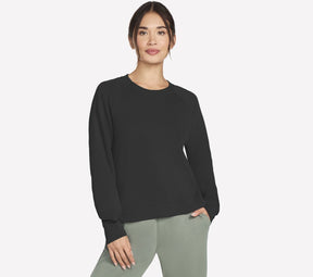 Skechers skechluxe elevate crewneck dames trui - zwart