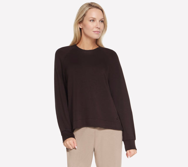 Skechers cozy luxe crewneck dames trui - bruin