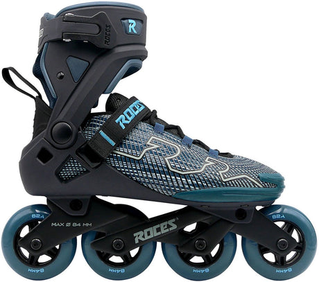 Rolki Roces r-evo 84 – 84mm – miękki but – dodatkowy komfort, stabilność – blokada pięty łatwe wejście – abec-7 – rolki fitness – mężczyźni kobiety – czarny zielony – rozmiar 41
