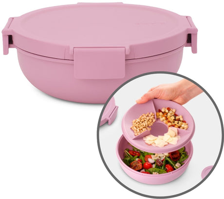 Pudełko na lunch z sałatką Brabantia na wynos - 1,3 l - tworzywo sztuczne - liliowy róż
