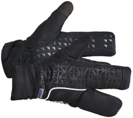 Rękawiczki rowerowe Craft zimowe unisex czarne siberian 2.0 z dzielonymi palcami, czarne-s