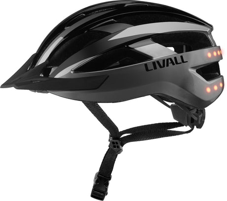 Livall mt1 neo ii grey black l size bluetooth-fietshelm met luidsprekers ingebouwde microfoon, valdetectie, mountainbikehelm met richtingaanwijzers remlicht, mtb- racefietshelm voor volwassenen (heren dames) l