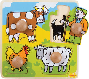 Drewniane puzzle Bigjigs Farma, 4 elementy.