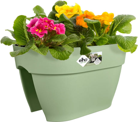Most kwiatowy Elho vibia campana 40 - donica do balustrady balkonowej - 100% plastiku pochodzącego z recyklingu - ø 39,0 x wys. 22,0 cm - zieleń pistacjowa