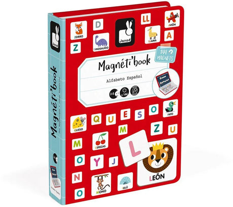 Janod - magnetybook - alfabet hiszpański - zestaw do zabawy w książeczkę magnetyczną