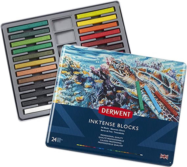 Derwent inktense bloki kolorowe w sztyfcie - 24 sztuki w puszce