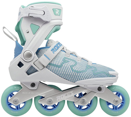 Rolki Roces r-evo 84 – 84mm – miękki but – dodatkowy komfort, stabilność – blokada pięty łatwe wejście – abec-7 – rolki fitness – damskie – biały lazurowy – rozmiar 42