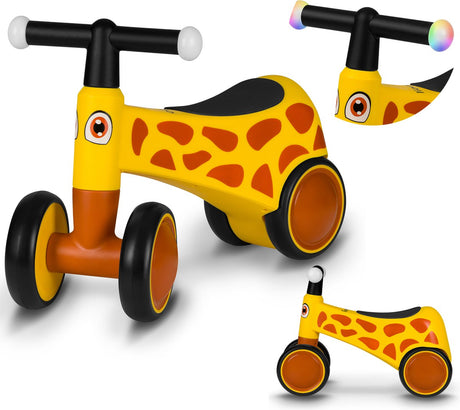 Rowerek biegowy Lionelo Sammy - 4 koła - oświetlenie w uchwytach - od 1 roku życia - wyjątkowo wygodne siodełko - antypoślizgowe uchwyty - ergonomiczny kształt - kolorowe motywy zwierzęce - chłopcy dziewczęta - można złożyć bez użycia narzędzi