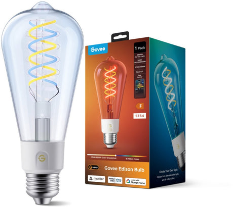 Govee inteligentna lampa żarowa Edisona e27 ma kolory rgb i ciepłą biel - rgbww - st19 - 1 opakowanie