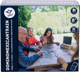 Engelhart domino double 12 meksykański pociąg – 91 płytek z kolorowymi oczami – luksusowa aluminiowa obudowa z uchwytem – w tym pociągi stacyjne – strategiczna gra rodzinna –