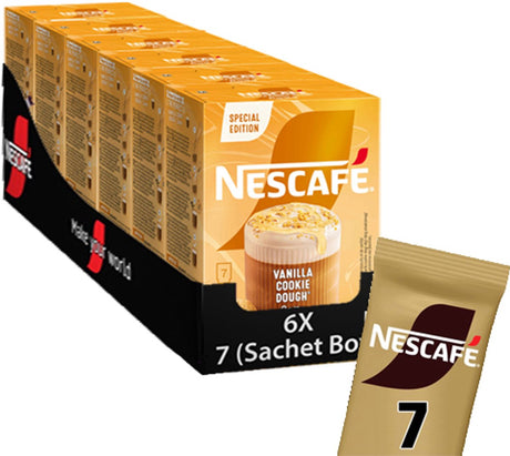 Nescafé waniliowe ciasto na ciasteczka latte kawa rozpuszczalna - 6 pudełek x 7 torebek