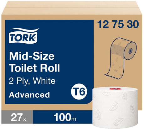 Tork 127530 papier toaletowy midi T6 Advanced 2-warstwowy biały 27 rolek (127530)