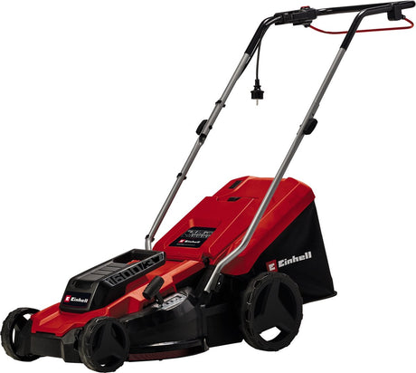 Kosiarka elektryczna Einhell GC-EM 1600 37 - 1600 W - szerokość koszenia: 37 cm - pojemnik zbierający 38 l - zalecana powierzchnia trawnika: do 700 m² - wysokość koszenia: 20-60 mm