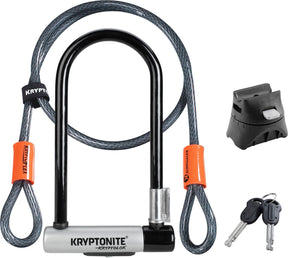 Kryptonite kryptolok standard mini-7 U-lock z linką - rower - art-2 lock - rower U-lock (elektryczny) - 17,8x8,2 cm - kabel o długości 120 cm - pomarańczowo-czarny