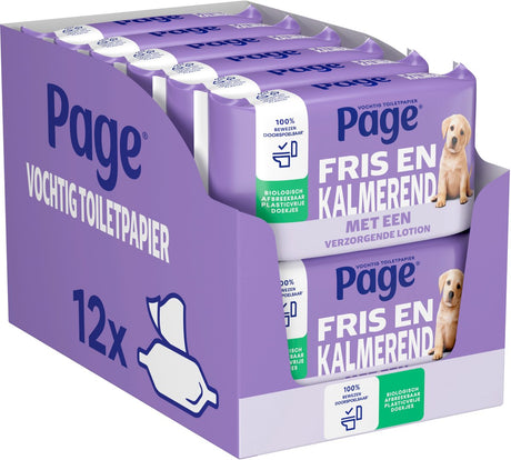 Page ® nawilżany papier toaletowy - świeży i kojący (pielęgnacyjny) - z odżywczym balsamem - 456 ark. - 12 x 38 sztuk - opakowanie wartościowe