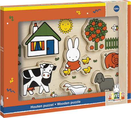 Drewniane puzzle Miffy, puzzle kształtowe - zabawki edukacyjne junior - maluch, przedszkolak - od 1 roku - wskazówka na prezent dla zabawek Bambolino