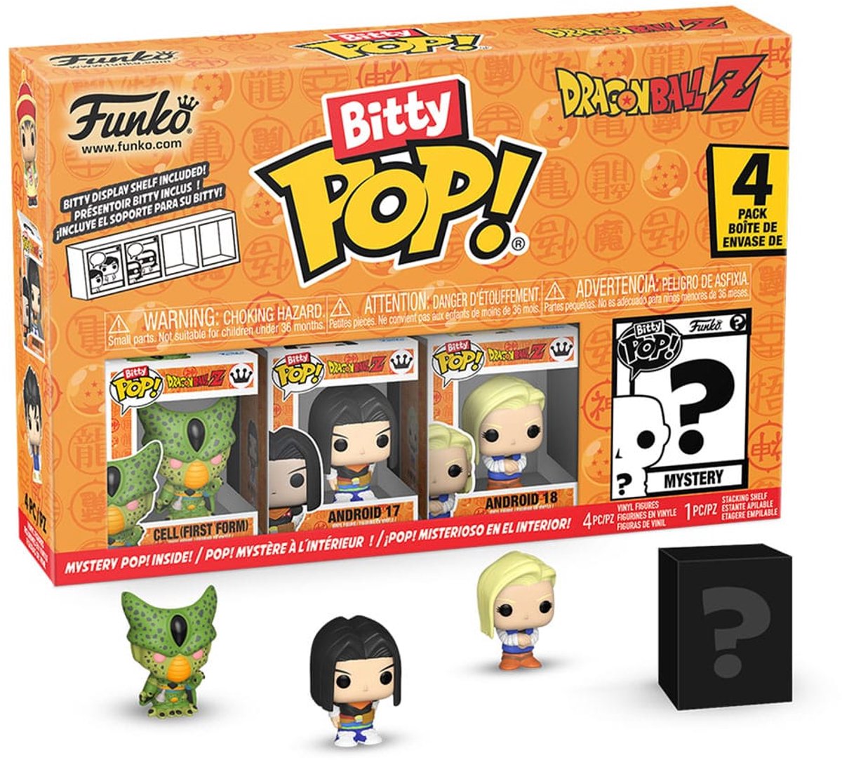 Funko bitty pop! muzyka pop! Dragon Ball Z - komórka (pierwsza forma), Android 17, Android 18