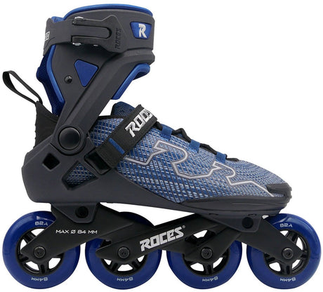 Rolki Roces r-evo 84 – 84mm – miękki but – dodatkowy komfort, stabilność – blokada pięty łatwe wejście – abec-7 – rolki fitness – mężczyźni kobiety – czarny niebieski – rozmiar 45