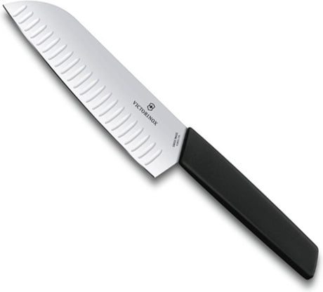 Victorinox Swiss nowoczesny nóż Santoku 17cm - dołeczki - czarny