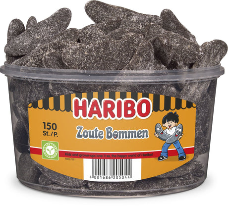 Haribo Słone Bomby - kwaśne cukierki o smakach owocowych - silos 150 sztuk