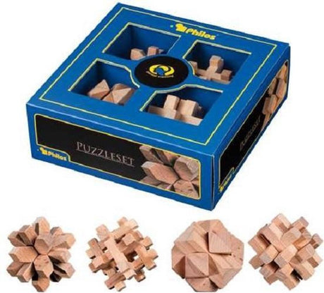 Philos - zestaw puzzli, 4 drewniane puzzle 21x21x7,5 cm - trening mentalny