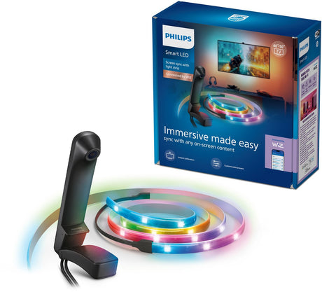 Philips smart lighting - screen sync kit - rgbic led-strip - voor 40 -50 tv's - gekleurd en instelbaar wit licht - dimbaar - automatische kalibratie - entertainment starterkit - werkt met de wiz app - wifi