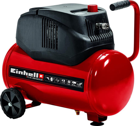 Kompresor elektryczny Einhell tc-ac 200 24 8 lub - 1200 w - 8 bar - zbiornik 24 l - wydajność ssania: 180 l min - bezolejowy