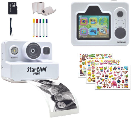 Lexibook starcam® print classic, pakiet aparatu z drukarką natychmiastową, kartą SD i zestawem do personalizacji zdjęć