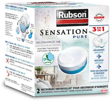Rubson Sensation wkłady neutralne 2x 300 g pudełko | 2 wkłady pochłaniające wilgoć | uzupełnienia sensacyjne s.
