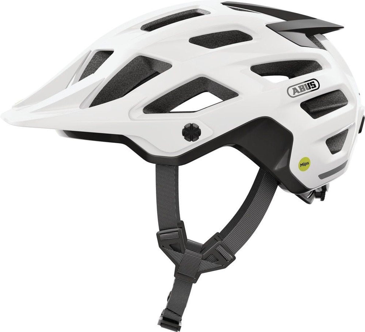Kask rowerowy Abus moventor 2.0 mips błyszczący biały s - 51-55 cm - biały - odpowiedni do użytku na rowerach górskich - 335 g
